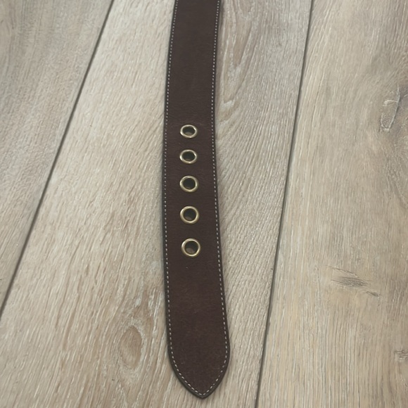 Sz L Coach Suede Leather Belt with Solid Bronze hardware - Picture 3 of 5